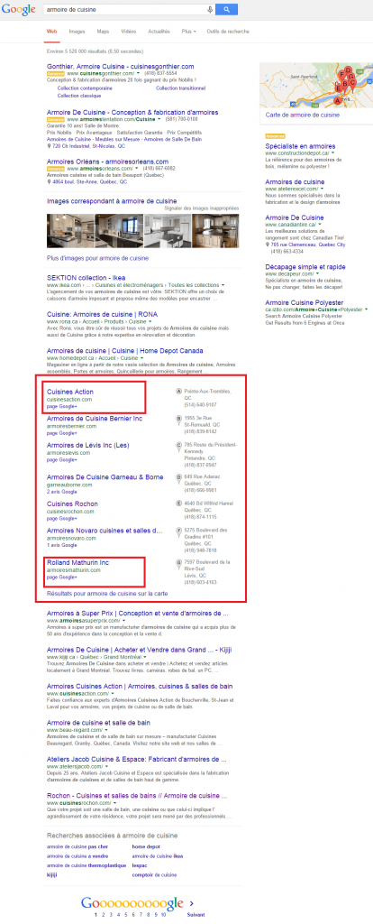 En vous inscrivant à Google local business vous êtes automatiquement éligible à apparaître dans les résultats locaux.